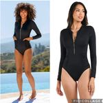 La Blanca  Island‎ Goddess Zip Up Long Sleeve Paddlesuit One Piece Swimsuit M Photo 1