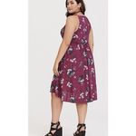Torrid  Berry Pink Floral Challis High Neck Hi Lo Sleeveless Pockets Dress‎ 1X Photo 3