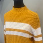 Lottie Moss Striped Mustard and White Women's Sweater Photo 1