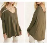 Free People Moonshine V Neck Tunic Top Size S Olive Oversized Long Sleeve Photo 1