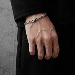 Titanium Steel Link Chain Bracelet for Men Women,Personality Punk Hip Hop Bracelet Silver Photo 5