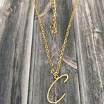 Letter C Cursive Initial Necklace Gold Photo 1