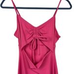 Roxy  Women's Wavey Baby Dress Stretchy Ribbed Cutout Ruched Tank Pink X-Small XS Photo 2