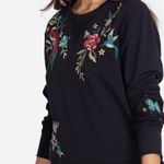 Johnny Was Black Gen French Terry Mix Pullover XXS Red Bird Embroidery Photo 3