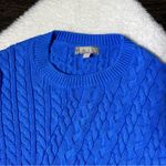 J.Crew  Blue Diagonal Cable Knit Cotton Sweater Photo 2
