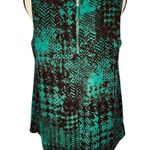 Apt. 9  Large Top Sleeveless Lined Abstract Rear Zip Scoop Neck Pleated Neck Green Photo 4