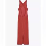 ZARA  NWT rust brown burnt orange cross cross open back stretchy midi dress Photo 5