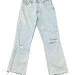ZARA  straight leg cropped jeans Raw hem Ripped Light Wash Womens size 6 Photo 0