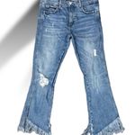 ZARA Trafaluc Denim Fray Culfcrop Fringe Hem One Pocket Ankle Jeans Size 4 Photo 0