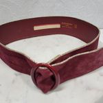 VTG Yves Saint Laurent Suede Belt 75/30 Burgundy Red Bakelite Buckle Gold Trim Photo 0