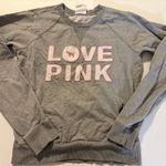 PINK - Victoria's Secret VTG RARE  "Love Pink" Grey Y2K Distressed Sweatshirt L Photo 0