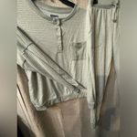 Splendid  2 piece French Terry lounge set in green stripe small Photo 4