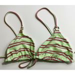 Aerie Shine Rib String Triangle Bikini Top NWT Pink Green Striped Photo 4