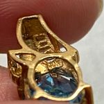 10K Gold Oval Blue Topaz Accent Pendant Necklace Charm Minimalist Feminine Photo 3