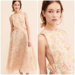 Selkie Puffy Pinafore Floral Dress in Cream Yellow Size M Photo 2