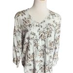 Fun2Fun NWT Womens  Boutique Maley Pleated Detail Floral Flowy Top Blouse - Sz M Photo 2