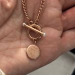 Brook & York Stella Imitation Pearl Initial Toggle Necklace letter E Gold Photo 4