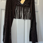 Alberto Makali 
BROWN SHAWL-
WITH FRINGE Photo 0