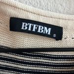 BTFBM Neutral Stripe Side Slit Midi Dress Knit Contemporary Coastal Boho Small Black Photo 1