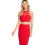 Dress the Population NEW Women’s Elliana Two-Piece Faux Halter Set Rouge Photo 1