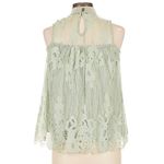 Boutique Western Elegant Lace Overlay Sleeveless Top - Mint Green - Medium Photo 1