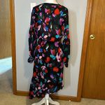 Parker asymmetrical hem long sleeve silk blend floral dress size S NEW Photo 3