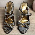 CARLOS SANTANA Black Studded Animal Print Heel Size 6 Photo 0