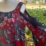 Bila red paisley Bohemian floral bell sleeve top size large Photo 9