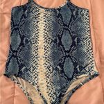 Blue animal Snake Print one piece swimsuit, size M bohemian summer vacation Size M Photo 9