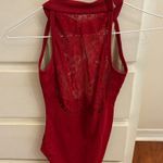 Amazon Red Leotard with Mesh Material Back and Clasp Neck Photo 1