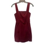 Mi Ami Y2K Faux Suede Jumper Dress Sz XS Burgundy Holiday Party NYE Academia Red Photo 1