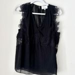 3.1 Phillip Lim Silk-Blend V-Neck Sheer Floral Lace Tank Top Black Womens Size 2 Photo 1