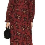 Free People NEW  Jaymes Midi Dress Burgundy Floral SM Milkmaid Cottagecore Boho Photo 0
