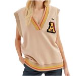 Adidas  50 Years Trefoil Preppy Varsity Knit  Beige Vest Women's M Photo 1