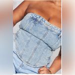 Pretty Little Thing NWT PLUS BLUE VINTAGE STYLE LIGHT WASH JEAN WAISTBAND DETAIL DENIM CORSET SZ 20 Photo 1