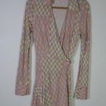 Free People  Rhetta Long Sleeve Wrap Dress Womens  Pink Collared Geometric Photo 2