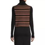 Toccin Addy Striped Collared Cardigan Jet Cedar Medium Saks Designer Knit Black Photo 2