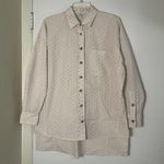 River Island  pink metallic silver dotted button down oversized shirt size small Photo 0