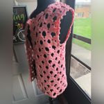 Vintage handmade 70/80s pink crochet open weave tunic vest, one size Photo 12