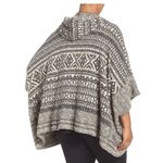 Lucky Brand Southwestern Bohemian Jacquard and Terry Hooded Snap Poncho Sweater Photo 2