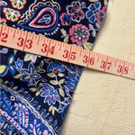 Talbots  Size 10 Paisley Shift Dress Mini Ruffle Neck Garden Party Maximalist Photo 4