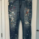 Polo Ralph Lauren Astor Slim Boyfriend Jeans paint splatter feather Womens 32 Blue Photo 0