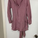 Revolve NWOT L'Academie Eden pink Tie waist linen romper size US small Photo 2