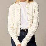 J.Crew NWT  Odette Cable-Knit Sweater Lady Jacket Cotton Blend Bouclé Ivory M Photo 0