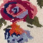 Van Heusen VTG  Hand Knit Floral Sweater M Cream Cable Knit Cottagecore Pullover Photo 5