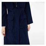 ZARA Navy Blue Cargo Trench Coat Size Medium Military Lightweight Photo 8