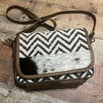 Myra Bag Women's Leather Cotton Crossbody Bag Purse 13"x9"x3" Western Country Black Photo 1