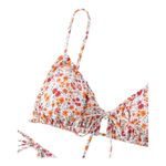 Medium Bikini Set White Ditsy Floral Ruffle Bandeau Tie High Waist Cheek…​ Photo 10