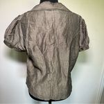 Italian Y2K Brown Pinstripe Short Sleeve Blazer with Puff Sleeves Size L Photo 4