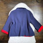 Anthropologie Moth Navy Blue and Red Knit Sweater Blazer Photo 4